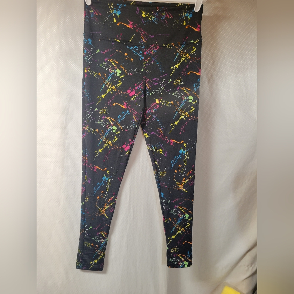 Tipsy Elves NIP Splatter Neon High Waisted Leggings Size Medium